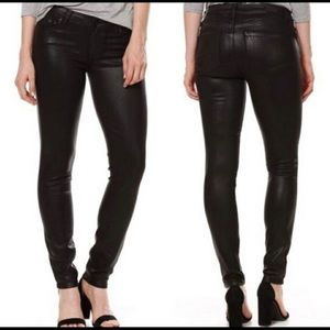 Paige Peg Skinny Shiny Black Jeans